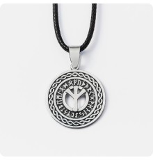 Руна Альгиз из серебра в руническом круге