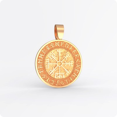 Рунический компас Вегвизир (Vegvisir) из золота в Руническом кргуе