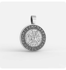 Рунический компас Вегвизир (Vegvisir) из серебра в Руническом кргуе