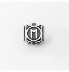 Шарм-бусина с руной Эваз из серебра