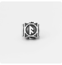 Шарм-бусина с руной Ансуз (Ос) из серебра