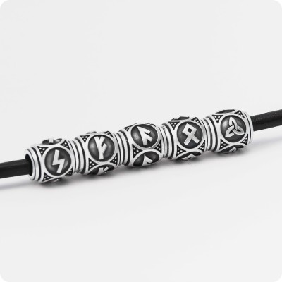 Шарм-бусина с руной Хагалаз (Хагал) из серебра