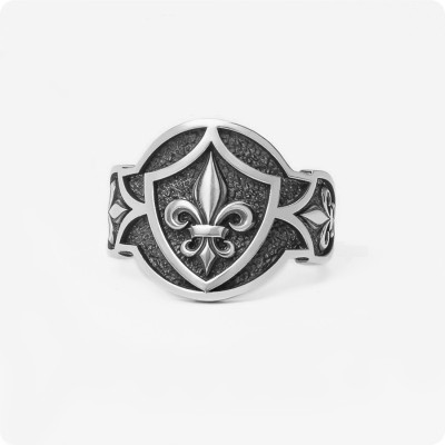 Кольцо с Геральдической Лилией из серебра