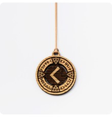 Руна Кано (Каун) в руническом круге из дерева (руна Внутреннего взора)