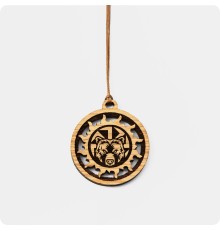 Оберег Медведь Коловрат в Солнечном круге из Дуба