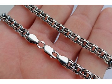 Серебряная цепь Бисмарк (Кардинал) - (5мм)