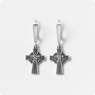 Серьги кельтский крест из серебра