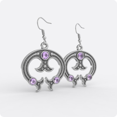 Серьги Лунница из серебра (три камня)