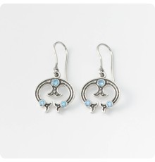 Серьги Лунница из серебра (три камня)