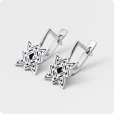 Серьги с Оберегом Звезда Руси (Квадрат Сварога)