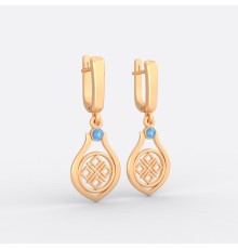 Серьги со славянским оберегом Макошь (Мокошь) из золота на английском замке