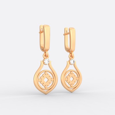 Серьги со славянским оберегом Репейник счастья из золота на английском замке