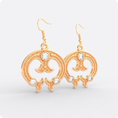 Серьги Лунница из золота (три камня)