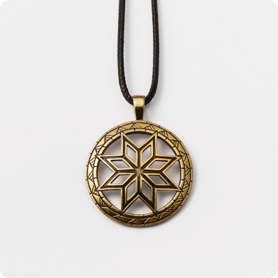 Оберег Алатырь из латуни в круге