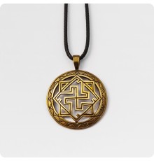 Оберег Валькирия из латуни в круге