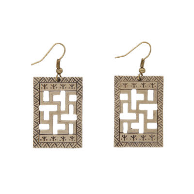 Серьги с Оберегом Одолень трава из Латуни