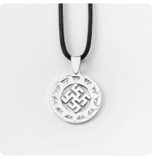 Оберег Цветок Папоротника из серебра в Солнечном Круге