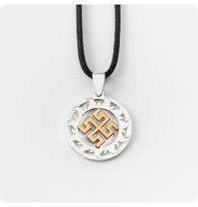 Оберег Боговник из серебра с золотом в Солнечном Круге