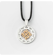 Оберег Родовик из серебра с золотом в Солнечном Круге