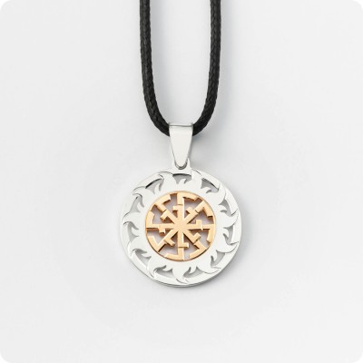 Оберег Свитовит (Свентовит) из серебра с золотом в Солнечном Круге