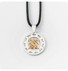 Оберег Звезда Руси (Квадрат Сварога) из серебра с золотом в Солнечном Круге