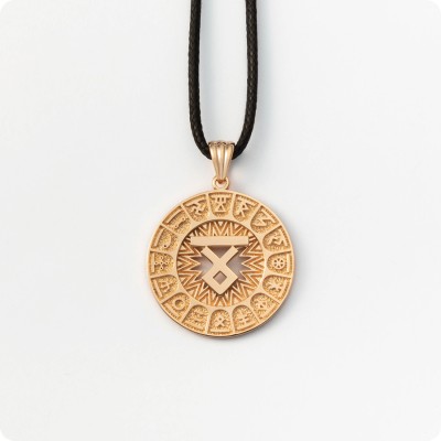 Сварожий круг с чертогом Волка из золота