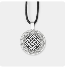 Оберег Символ Белобога из серебра в дубовых листьях