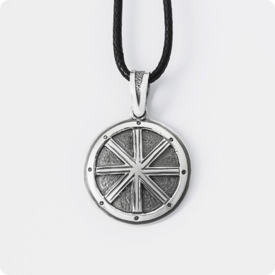 Оберег Колесо Сварога из серебра в Два уровня