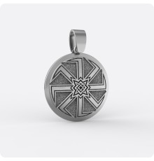 Оберег Коловрат со Звездой Руси (Квадрат Сварога) в два уровня из серебра