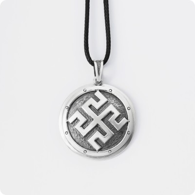 Оберег Родовик из серебра в Два уровня