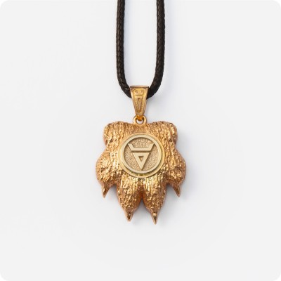 Оберег печать Велеса (Волоса) из золота - Волчья лапа (объёмная)