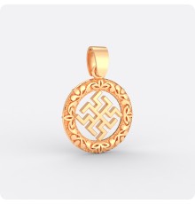 Оберег Зайчик из золота в круге (малый)