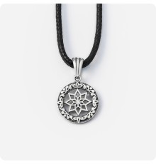 Оберег Алатырь-щит из серебра в круге (малый)