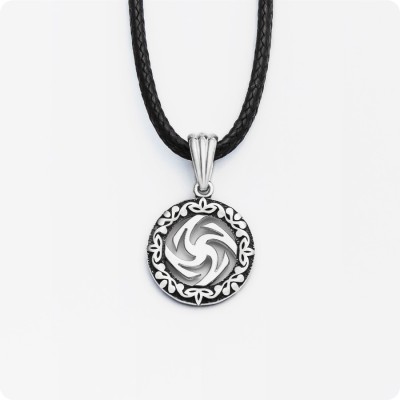 Оберег Вайга (Символ Тары) из серебра в круге (малый)