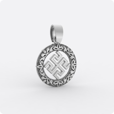 Оберег Родовик из серебра в круге (малый)