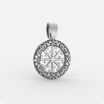 Оберег Свитовит из серебра в круге (малый)