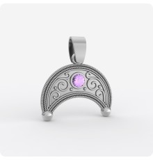 Оберег Лунница из серебра с камнем