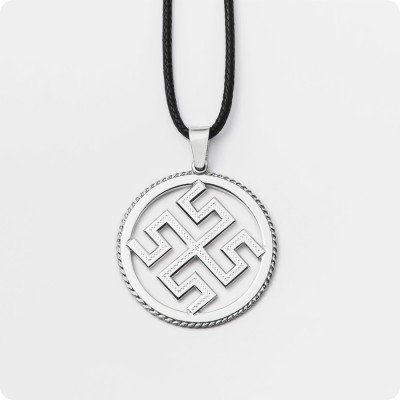 Оберег Боговник из серебра в круге