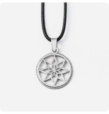 Оберег Алатырь-щит из серебра в круге