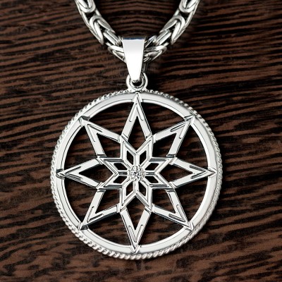 Оберег Алатырь-щит с камнем