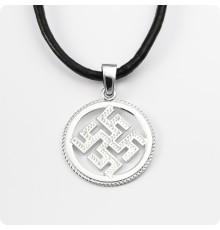 Оберег Цветок Папоротника из серебра в круге