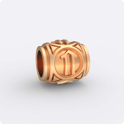 Шарм - бусина из золота - Руна Ветер