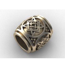 Шарм - бусина с оберегом Звезда Руси (Квадрат Сварога) из золота