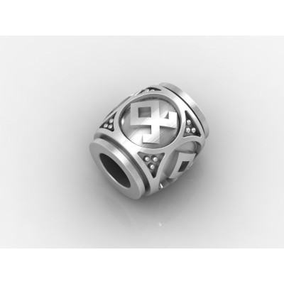 Шарм - бусина с руной Волка из серебра