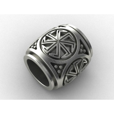 Шарм - бусина с оберегом Коловрат из серебра