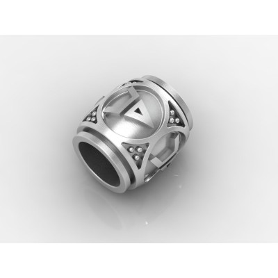 Шарм - бусина с оберегом Символ Велеса (Волоса) из серебра