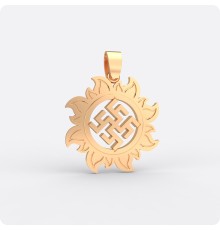 Оберег Цветок Папоротника в Солнышке из золота