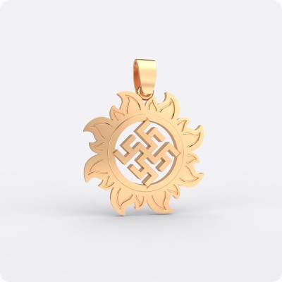 Оберег Цветок Папоротника в Солнышке из золота