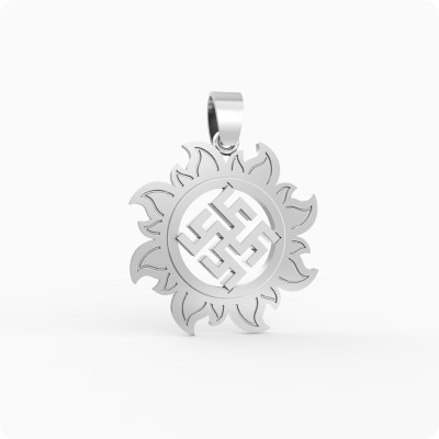 Оберег Цветок Папоротника из серебра в Солнышке