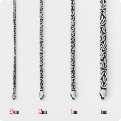 Серебряная цепь Византия (Лисий хвост) - (7мм)